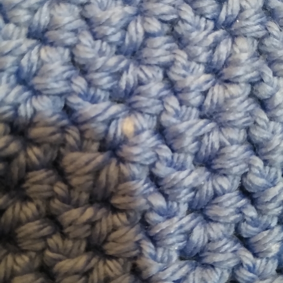 Artisan Handmade Crocheted Crochet Baby Blanket Blue White - Picture 8 of 11